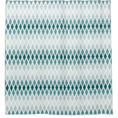 ティール(緑がかった色)ダイヤグラデーションモンド シャワーカーテン (正面)