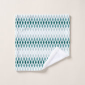 ティール(緑がかった色)ダイヤグラデーションモンド バスタオルセット (ウォッシュタオル)