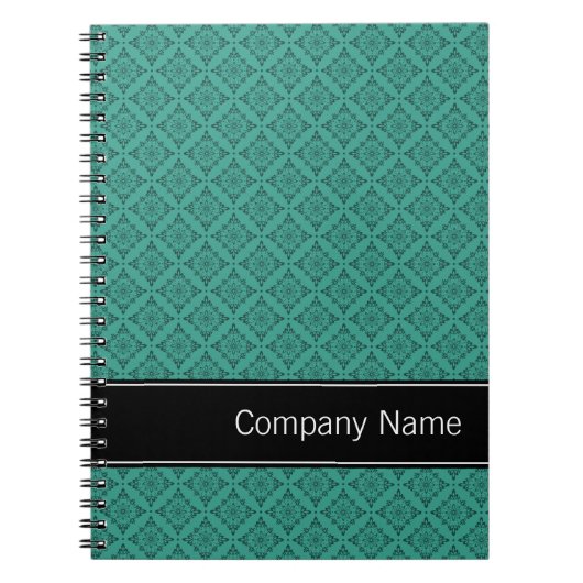 ティール(緑がかった色)ダイヤパーソナライズされたン ノートブック (正面)