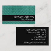 ティール（緑がかった色）ダイヤモンドのパターンモダンプロフェッショナル 名刺 (正面/裏面)