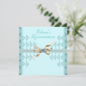 ティール（緑がかった色）ダイヤモンドティール（緑がかった色）ブルーキンセアニェラ 招待状 (スタンド正面)