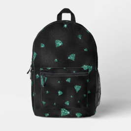 ティール（緑がかった色）ダイヤモンド(グリッタールック) プリントバックパック