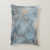 ティール（緑がかった色）ダスティブルーグレーベージュコンテンポラリー アクセントクッション (裏面(縦))