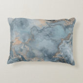 ティール（緑がかった色）ダスティブルーグレーベージュコンテンポラリー アクセントクッション (裏面)