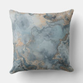 ティール（緑がかった色）ダスティブルーグレーベージュコンテンポラリー クッション (裏面)