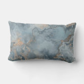 ティール(緑がかった色)ダスティブルーグレーベージュコンテンポラリー ランバークッション (裏面)