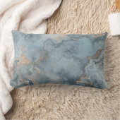 ティール(緑がかった色)ダスティブルーグレーベージュコンテンポラリー ランバークッション (ブランケット)