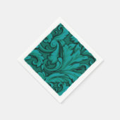 ティール（緑がかった色）ダズリングダマスク スタンダードカクテルナプキン (角)