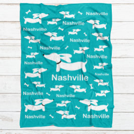 ティール（緑がかった色）ダッシカスタムャンド犬用ブランケット フリースブランケット