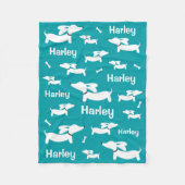 ティール（緑がかった色）ダッシカスタムャンド犬用ブランケット フリースブランケット (正面)