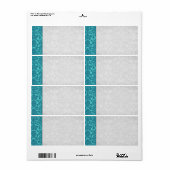 ティール（緑がかった色）ダマスウェディング ラベル (フルシート)