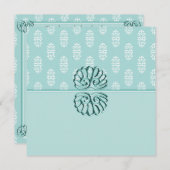 ティール(緑がかった色)ダマスウェディング 招待状 (正面/裏面)