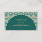 ティール(緑がかった色)ダマスエレガントクアーチビスミライスラム教 名刺 (裏面)