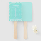 ティール(緑がかった色)ダマスクの日程 ハンドファン (正面&裏面)