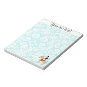 ティール（緑がかった色）ダマスクエストリアン ノートパッド (回転)