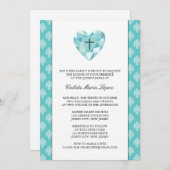 ティール(緑がかった色)ダマスクキンセアニェラ招待状 招待状 (正面/裏面)
