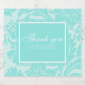 ティール(緑がかった色)ダマスクサンキューカード スパークリングワインラベル (シングルラベル)