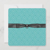 ティール(緑がかった色)ダマスクフォトスイート16パーティー 招待状 (裏面)