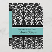 ティール（緑がかった色）ダマスクブライダルシャワー招待状 招待状 (正面/裏面)