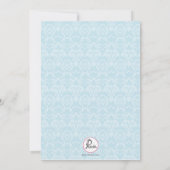 ティール（緑がかった色）ダマスク洗礼招待状。 招待状 (裏面)