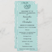 ティール(緑がかった色)ダマスク結婚式プログラム プログラム (正面/裏面)