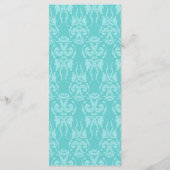 ティール(緑がかった色)ダマスク結婚式メニュー メニュー (裏面)