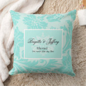 ティール(緑がかった色)ダマスク装飾用クッション クッション (ブランケット)