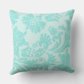 ティール(緑がかった色)ダマスク装飾用クッション クッション (裏面)