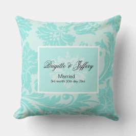 ティール（緑がかった色）ダマスク装飾用クッション クッション