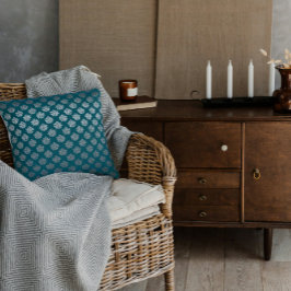 ティール（緑がかった色）ダマスク装飾用クッション クッション