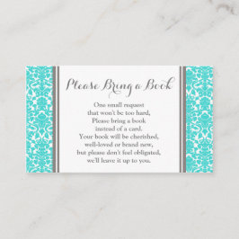 ティール（緑がかった色）ダマスク赤ちゃんシャワーブックリクエストカード エンクロージャーカード