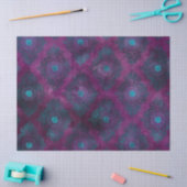 ティール(緑がかった色)ダマスクonパープルデクページ 薄葉紙 (クラフト)