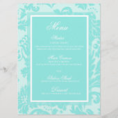 ティール(緑がかった色)ダマスコウェディングフラットメニュー メニュー (正面)