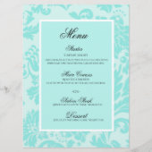 ティール(緑がかった色)ダマスコウェディングフラットメニュー メニュー (正面)
