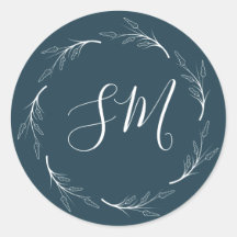 ティール（緑がかった色）ダークグリーンホワイトリーフリースモノグラム結婚ズ