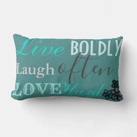 ティール（緑がかった色）・ダークグレー・アボカド  ランバークッション (正面)