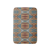 ティール(緑がかった色)ダークレッドタンブラウン民族モザイクパターン バスマット (正面縦)