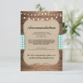 ティール（緑がかった色）チェッ素朴ク宿泊木製ウェディングカード エンクロージャーカード (スタンド正面)