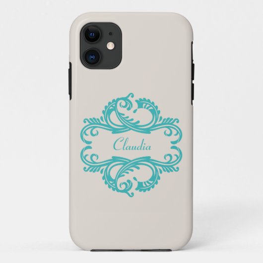 ティール（緑がかった色）チックダマスクBT iPhone 5ケース Case-Mate iPhoneケース (裏面)