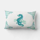 ティール（緑がかった色）チノイスリードラゴン&クラウド ランバークッション (裏面)