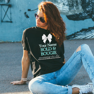 ティール(緑がかった色)チファニーテーマ妊娠ベイビーシャワーを期待 Tシャツ