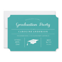 ティール（緑がかった色）チモダンック卒業招待状