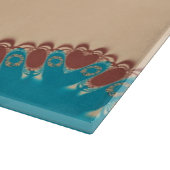 ティール（緑がかった色）+チョコレートレースピンプリプカスタム文字付き カッティングボード (角)