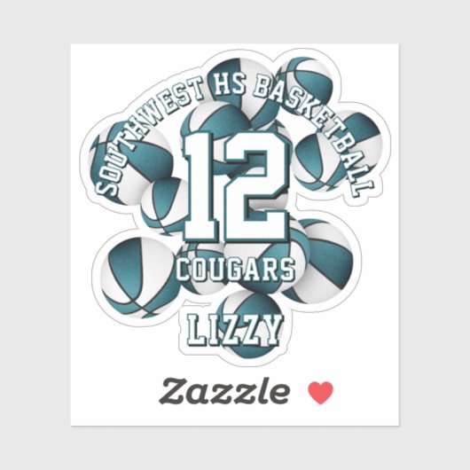 ティール(緑がかった色)チームの色バスケットのクラスタチーム名 シール (シート)