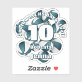 ティール(緑がかった色)チームの色バスケットボールのキッズスポーツ シール (シート)