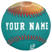 ティール(緑がかった色)チーム名&プレイヤー名番号写真 ソフトボール (裏面)