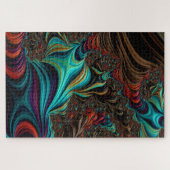 ティール(緑がかった色)ツイストフラクタル二重ヘリックス3-Dエフェクト ジグソーパズル (横)