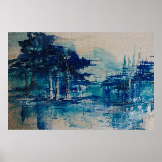 ティール(緑がかった色)ツリーの引き伸ばしキャンバス印刷 ポスター (正面)