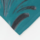 ティール（緑がかった色）ツーリングフェイクレザーウェスタンフローラデコール フリースブランケット (角)