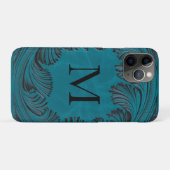 ティール（緑がかった色）ツーリングフェイクレザーウェスタンフローラデコール Case-Mate iPhoneケース (裏面(横))